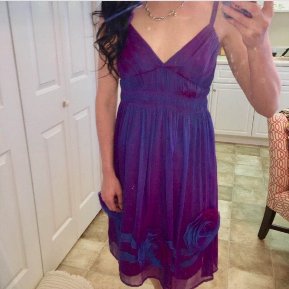 💐100% Silk Fashion Spy Dress w/ Handmade Flowers - Picture 1 of 9